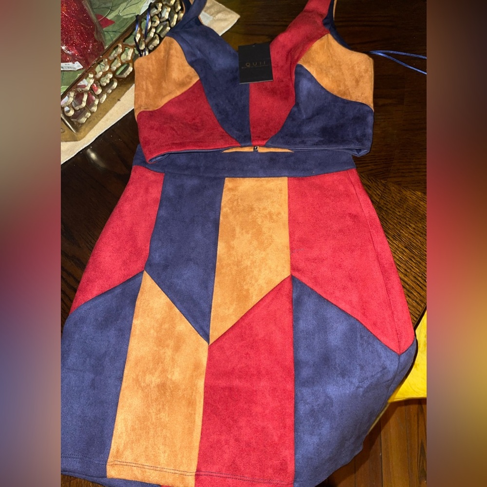 Quii colorblock Mini Skirt Set